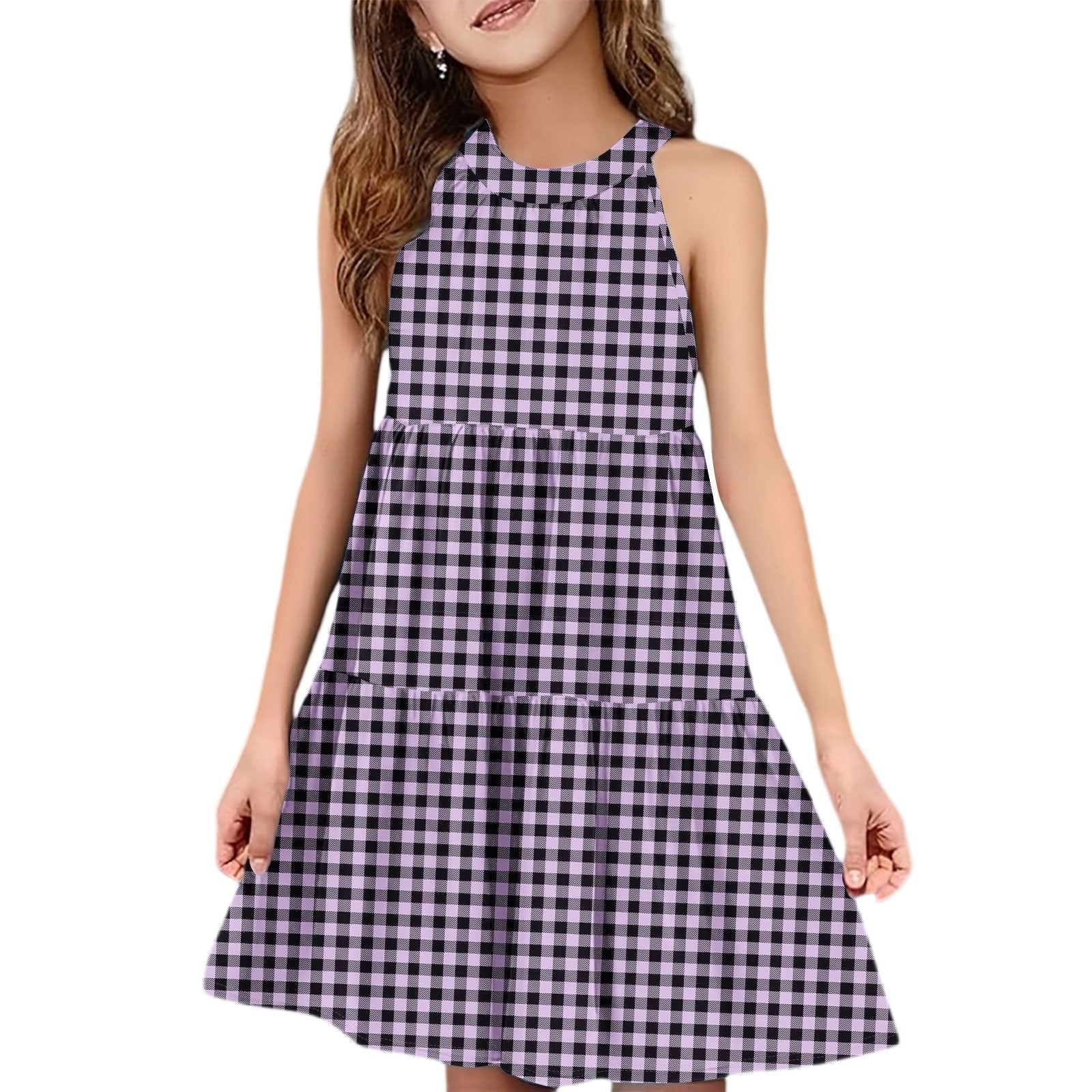 Abcomgle Girls Summer Dress Size 14-16 Casual Halter Neck Sleeveless ...