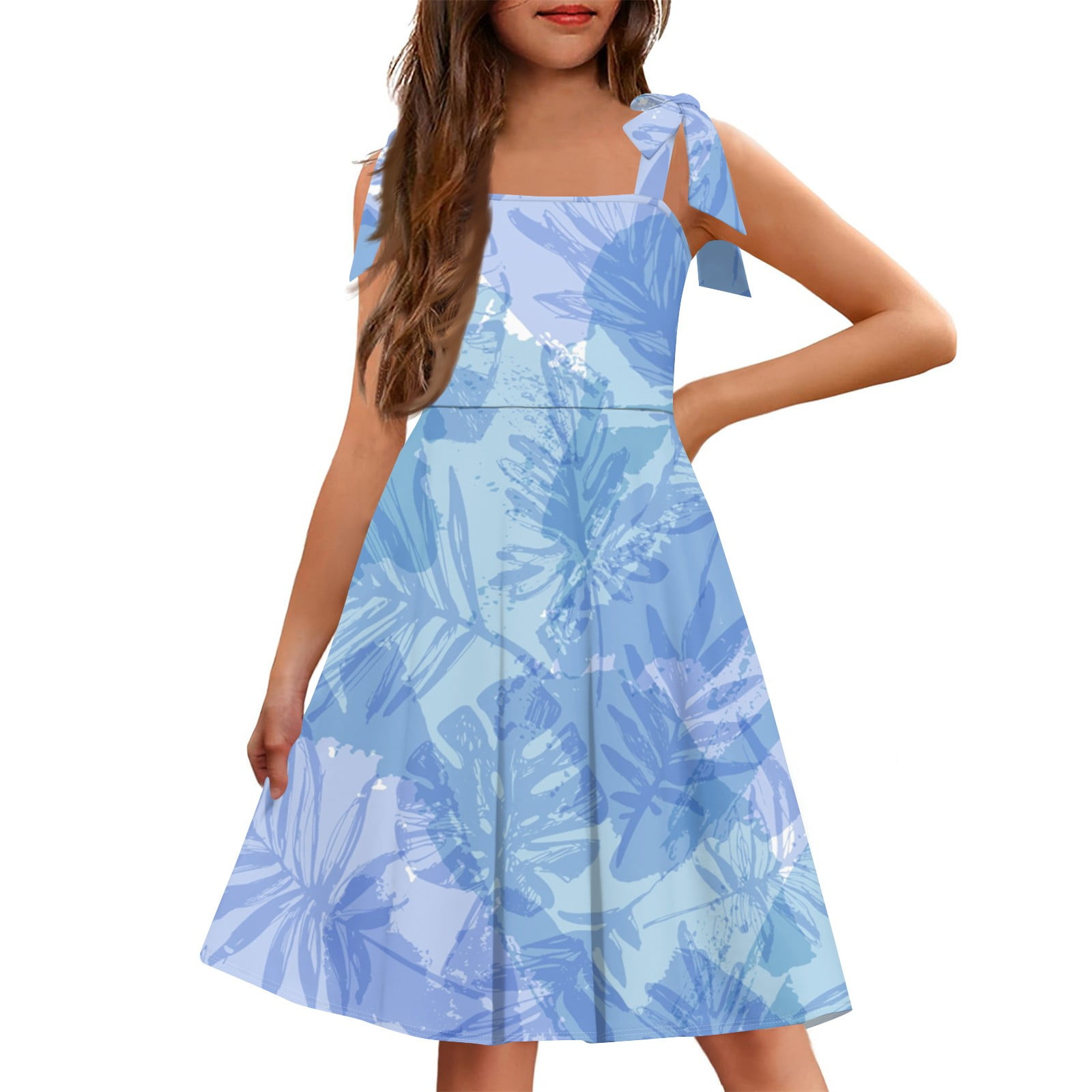 Abcomgle Girls Summer Dress Size 14-16 Casual Tie Shoulder Sleeveless ...