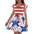 thumbnail image 1 of Abcomgle Girls Summer Dress Size 14-16 Stars Striped Graphic 4th Of July Dresses Casual A-Line Fly Sleeve Skateres Cute Fashion 4th Of July Sundresses 4-5 Years,Blue, 1 of 5