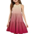 thumbnail image 1 of Abcomgle Girls Summer Dress Size 7-8 Casual Halter Neck Sleeveless Girls Dresses Gradient A-line Sundresses Loose Swing Dresses 5-6 Years,Vermilion, 1 of 7