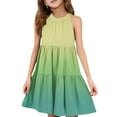 thumbnail image 1 of Abcomgle Summer Dress for Girls 10-12 Casual Halter Neck Sleeveless Girls Dresses Gradient A-line Sundresses Beach Swing Skirt 11-12 Years,Green, 1 of 7