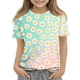 thumbnail image 1 of Abcomgle Girls Summer Tshirts 4-16 Crewneck Daisy Flower Print Girls Shirts Short Sleeve Toddler Girls T-Shirts Summer Cute Cotton Toddler Tops Girls, 1 of 5