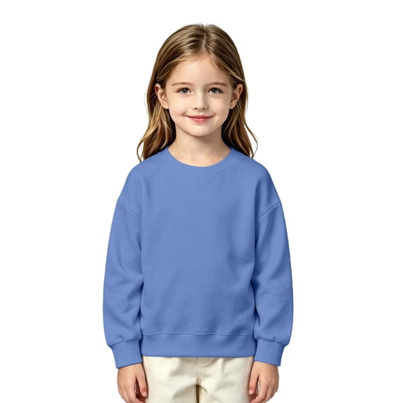 Abcomgle Girls Sweatshirt 7-8 Loose Solid Color Long Sleeve Pullover Sweatshirts for Girls Cotton Crewneck Kids Sweaters Girls Trendy Winter Back To School Outfits for Teen Girls