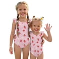 thumbnail image 1 of Abcomgle Girls Swimsuit Size 6 Strawberry Daisy Floral One Piece Girls Swimsuit Ruffled Stretchy Swimwear for Girls, 1 of 7