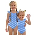 thumbnail image 1 of Abcomgle Girls Swimsuits Size 7-8 Stretchy One Piece Little Girls Swimsuit Cute Polka Dot Ruffled Girls Bathing Suit, 1 of 7