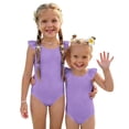 thumbnail image 1 of Abcomgle Girls Swimsuits Size 7-8 Stretchy One Piece Swimsuits for Little Girls Cute Solid Ruffled Girls Swimwear, 1 of 7