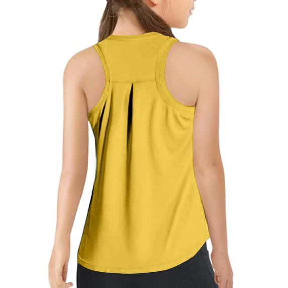 Abcomgle Girls Tank Tops Summer Racerback Sleeveless Toddler Girl Tank Tops Athletic Solid Running Shirts for Girls
