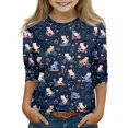thumbnail image 1 of Abcomgle Girls Top 7-16 Crewneck Cat Riding Bike Graphic Toddler Girls T-Shirts Summer 3/4 Sleeve Girls Shirts Casual Cotton Toddler Tops Girls, 1 of 5
