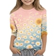 thumbnail image 1 of Abcomgle Girls Tshirts 6-7 Years Old Crewneck Daisy Flower Sunflower Print Girls Shirts 3/4 Sleeve Toddler Girls T-Shirts Summer Fashion Cotton Toddler Tops Girls, 1 of 5