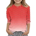 thumbnail image 1 of Abcomgle Girls Tshirts 6-7 Years Old Summer 3/4 Sleeve Girls Shirts Gradient Polka Dot Tshirt Cute Crewneck Cotton Tee Tops Girls, 1 of 4