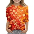 thumbnail image 1 of Abcomgle Girls Tshirts 6-7 Years Old Summer 3/4 Sleeve Toddler Girls T-Shirts Daisy Flower Sunflower Print Tshirts Toddler Casual Crewneck Cotton Toddler Tops Girls, 1 of 5