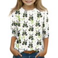 thumbnail image 1 of Abcomgle Girls Tshirts 6-7 Years Old Summer 3/4 Sleeve Tshirts Toddler Panda Graphic Toddler Girls T-Shirts Casual Crewneck Cotton Tops, 1 of 5
