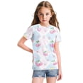 thumbnail image 1 of Abcomgle Girls Tshirts 6-7 Years Old Summer Short Sleeve Tshirt Plaid Floral Print Toddler Girls T-Shirts Cute Crewneck Cotton Tee Tops Girls,Light Blue,7-8Years, 1 of 5