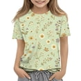 thumbnail image 1 of Abcomgle Girls Tshirts 8-10 Years Old Summer Short Sleeve Tshirt Daisy & Wildflower Print Toddler Girls T-Shirts Gradient Crewneck Cotton Tops, 1 of 5