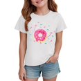 thumbnail image 1 of Abcomgle Girls Tshirts Crewneck Donut Print Tshirts Toddler Short Sleeve Toddler Girls T-Shirts Summer Cute Cotton Tee Tops Girls, 1 of 4
