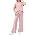 thumbnail image 1 of Abcomgle Girls Two Piece Sets 10-12 Polka Dot Short Sleeve Shirts and Wide Leg Pants Set Cute Preppy Summer Sets for Girls,13-14 Years, 1 of 4