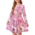 thumbnail image 1 of Abcomgle Girls Valentines Dresses 7-8 Cute A-Line Long Sleeve Midi Dress for Girls Funny Rose Letter Dress Outfits Crewneck Spring Swing Dresses for Girls,, 1 of 4