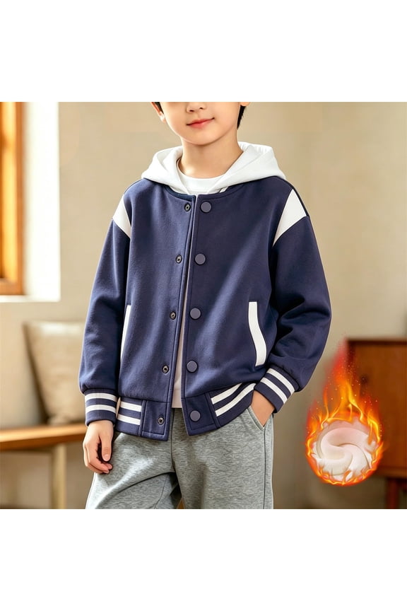Girls Varsity Jacket Kids Hooded Letterman Baseball Jacket Fleece Colorblock Bomber Jackets for Girls Casual Cardigan School Outwear with Pocket