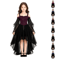 thumbnail image 1 of Abcomgle Girls Witch Dress 10-12 Gothic Renaissance Butterfly Sleeve Vampire Dress for Girls Mesh Off Shoulder Fall Girls Halloween Dress, 1 of 7