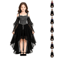 thumbnail image 1 of Abcomgle Girls Witch Dress Size 6/7 Gothic Renaissance Butterfly Sleeve Vampire Dress for Girls Mesh Off Shoulder Halloween Dress Girls, 1 of 6