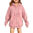 thumbnail image 1 of Abcomgle Girls Zip Up Jacket Size 7-8 Oversized Full-Zip Girls Fall Jacket Cute Solid Girls Sweaters Trendy Fall Hooded Hoodies for Teen Girls with Pockets, 1 of 3