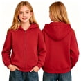 thumbnail image 1 of Abcomgle Girls Zip Up Hoodie 10-12 Fleece Full-Zip Kids Jacket Cute Solid Teen Girls Sweatshirt Fashion Fall Hooded Hoodies for Girls with Pockets, 1 of 5