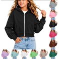 thumbnail image 1 of Abcomgle Girls Zip Up Sweatshirt Size 7/8 Cropped Long Sleeve Jacket for Kids Cute Fashion Lightweight Girls Hoodies with Pockets, 1 of 7