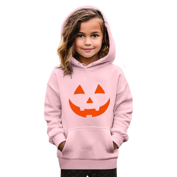 Abcomgle Halloween Hoodies for Girls 7-8 Cute Pumpkin Face Graphic Sweatshirts with Hooded Trendy Long Sleeve Girls Pullover Sweatshirt with Pocket Winter Clothes for Tween Girls,3-4 Years