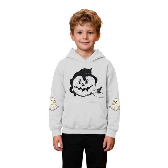 Abcomgle Halloween Hoodies for Teen Boys Spooky Pumpkin Face Sweatshirts with Hooded Fashion Long Sleeve Boys Pullover Sweatshirt with Pocket Fall Holiday Clothes for Tween Boys