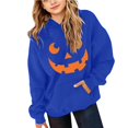 thumbnail image 1 of Abcomgle Halloween Hoodies for Teen Girls Funny Pumpkin Face Sweatshirts with Hooded Casual Long Sleeve Pullover Sweatshirts with Pocket Fall Holiday Sweaters for Teen Girls, 1 of 6