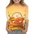 thumbnail image 1 of Abcomgle Halloween Shirts for Girls 5t Spooky Ghost Pumpkin Basket Graphic Shirts for Kids Girls Crewneck 3/4 Sleeve T Shirts for Girls Fall Funny Scary Top for Girls, 1 of 4