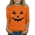 thumbnail image 1 of Abcomgle Halloween Shirts for Girls 5t Spooky Pumpkin Face Graphic T-Shirts for Kid Girls Crewneck 3/4 Raglan Sleeve Shirts for Kids Girls Fall Funny Holiday Top for Girls,4-5 Years, 1 of 4