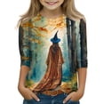 thumbnail image 1 of Abcomgle Halloween Shirts for Girls 5t Spooky Witches Graphic T-Shirts for Girls Crewneck 3/4 Sleeve T-Shirts for Kid Girls Fall Funny Scary Tee Top Girls, 1 of 4