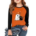 thumbnail image 1 of Abcomgle Halloween Shirts for Girls Size 10-12 Cute Ghost Black Cat Graphic Tee Shirts for Girls Crewneck Raglan Long Sleeve T Shirts for Girls Fall Funny Holiday Top for Girls, 1 of 7