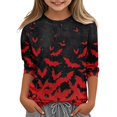 thumbnail image 1 of Abcomgle Halloween Shirts for Girls Size 14-16 Spooky Bat Graphic T-Shirts for Girls Crewneck 3/4 Sleeve T Shirts for Girls Fall Funny Scary Blouses for Girls,9-10 Years, 1 of 5