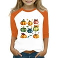 thumbnail image 1 of Abcomgle Halloween Shirts for Girls Size 14-16 Spooky Bow Pumpkin Graphic Shirts for Kids Girls Crewneck 3/4 Raglan Sleeve T-Shirts for Kid Girls Fall Funny Holiday Blouses for Girls,2-3 Years, 1 of 4
