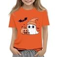 thumbnail image 1 of Abcomgle Halloween Shirts for Girls Size 14-16 Spooky Colorful Flame Pumpkin Bat Tshirts for Kids Crewneck Short Sleeve Shirts for Kids Fall Funny Holiday Top for Girls, 1 of 8