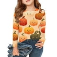 thumbnail image 1 of Abcomgle Halloween Shirts for Girls Size 6-8 Spooky Pumpkin Graphic Shirts for Kids Crewneck Long Sleeve Tshirts for Kids Fall Funny Scary Tee Top Girls,7-8 Years, 1 of 4