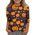 thumbnail image 1 of Abcomgle Halloween Shirts for Girls Size 7/8 Spooky Pumpkin Face Graphic T Shirts for Girls Crewneck 3/4 Sleeve T-Shirts for Girls Fall Funny Scary Blouses for Girls,3-4 Years, 1 of 5