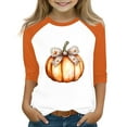 thumbnail image 1 of Abcomgle Halloween Shirts for Kids Boys Spooky Bow Pumpkin Graphic T-Shirts for Kid Girls Crewneck 3/4 Raglan Sleeve Shirts for Kids Girls Fall Funny Cute Tee Top Girls,8-9 Years, 1 of 4