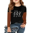 thumbnail image 1 of Abcomgle Halloween Shirts for Kids Boys Spooky Dancing Skeleton Graphic Tshirts for Kids Crewneck Long Sleeve Tee Shirts for Girls Fall Funny Holiday Top for Girls,2-3 Years, 1 of 5