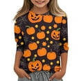 thumbnail image 1 of Abcomgle Halloween Shirts for Kids Boys Spooky Pumpkin Face Graphic Tshirts for Girls Crewneck 3/4 Sleeve T Shirts for Girls Fall Funny Scary Blouses for Girls,3-4 Years, 1 of 5