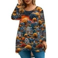 thumbnail image 1 of Abcomgle Halloween Shirts for Women Plus Size Cute 3D Print Pumpkin Graphic T Shirts for Women Oversized Crewneck Long Sleeve Tunic Top for Women Holiday Loose Fit Womens Tops,L, 1 of 4