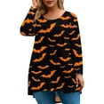 thumbnail image 1 of Abcomgle Halloween Shirts for Women Plus Size Funny Bat Graphic Shirts for Women Oversized Crewneck Long Sleeve Womens Clothing Holiday Trendy Womens Tshirt,5XL, 1 of 4