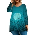 thumbnail image 1 of Abcomgle Halloween Shirts for Women Plus Size Funny Gothic Style Graphic Shirts for Women Crewneck Long Sleeve Tee Shirts for Women Fall Trendy Halloween Graphic Tees Women,4XL, 1 of 4