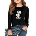 thumbnail image 1 of Abcomgle Halloween T-Shirts for Girls Spooky Pumpkin Face Graphic Tshirts for Girls Crewneck Long Sleeve Shirts for Kids Fall Funny Holiday Tee Top Girls,8-9 Years, 1 of 5
