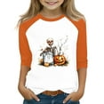 thumbnail image 1 of Abcomgle Halloween T Shirts for Girls Spooky Spooky Skeleton Graphic Tee Shirts for Girls Crewneck 3/4 Raglan Sleeve T-Shirts for Girls Fall Funny Cute Tee Top Girls,3-4 Years, 1 of 4