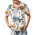 thumbnail image 1 of Abcomgle Hawaiian Shirt for Boys 5 6 Button Down Short Sleeve Boys Summer Shirts Tropical Palm Tree Print Beach Boys Shirts,Light Gray,5-6Years, 1 of 5