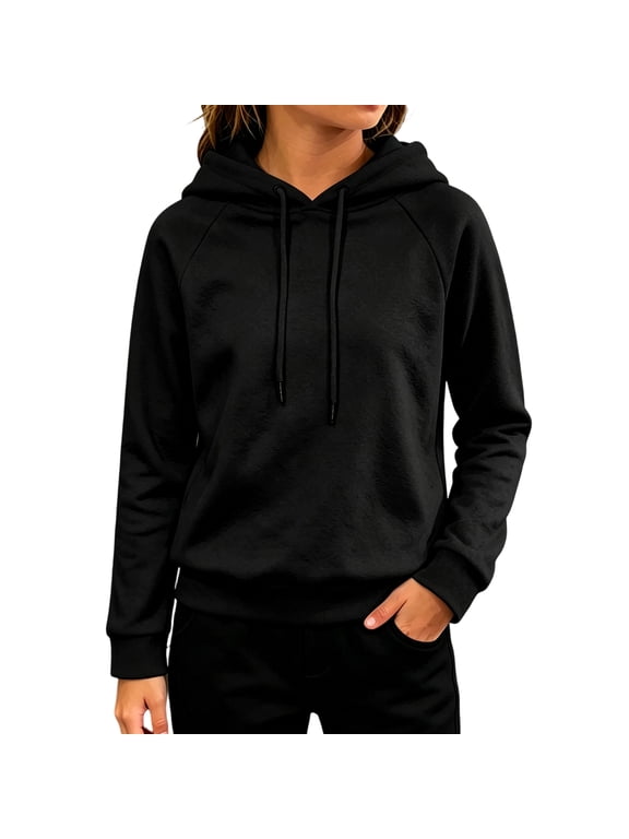 Hoodie for Girls 10-12 Cute Trendy Hooded Girls Sweatshirt Solid Raglan Long Sleeve Pullover Sweatshirts for Girls Cropped Winter Shirt for Teen Girls with Pocket