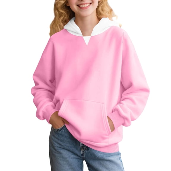 Abcomgle Hoodie for Girls 4-16 Oversized Trendy Hooded Sweatshirts for Teen Girls Colorblock Long Sleeve Girls Pullover Sweatshirt Baggy Fall Clothes for Tween Girls with Pocket,14-16 Years Dark Blue